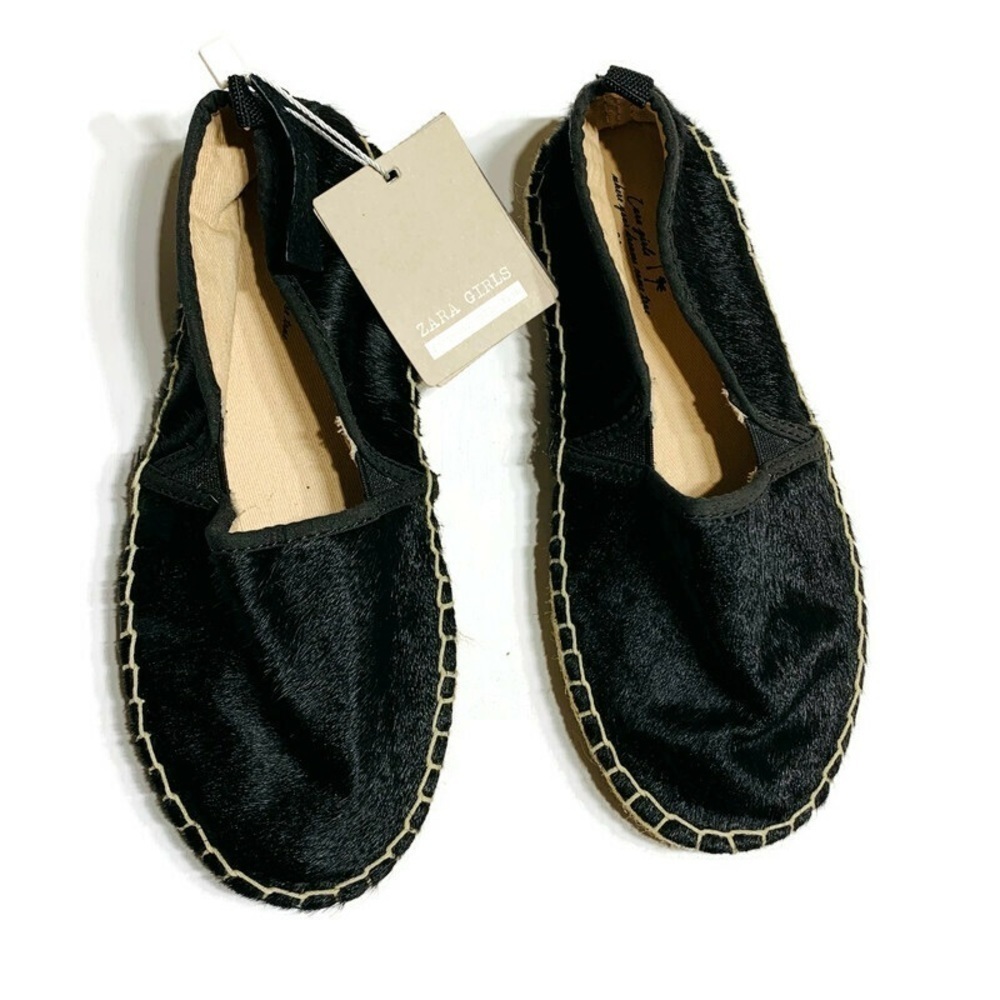 ZARA girls calf hair leather espadrille flats